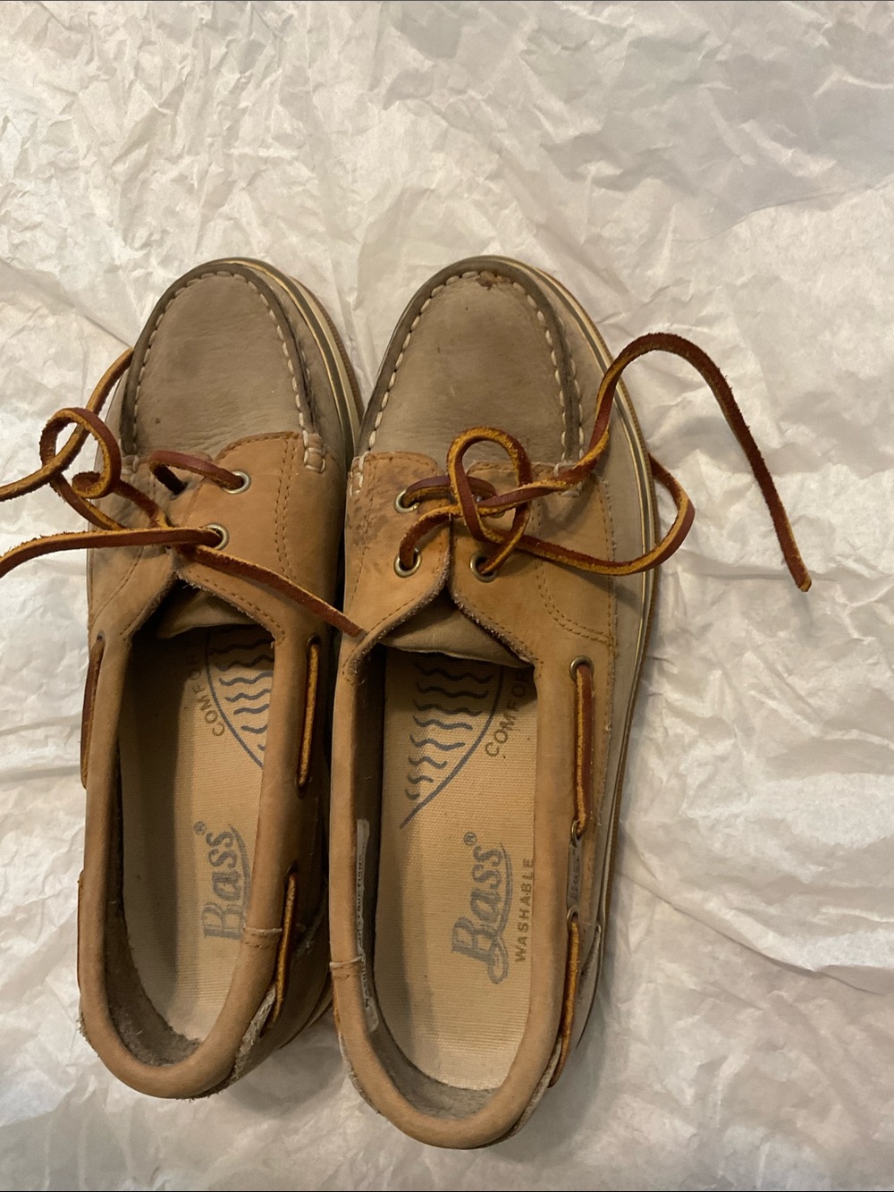 Bass Two-Tone Tan and Khaki Suede Boat Shoes